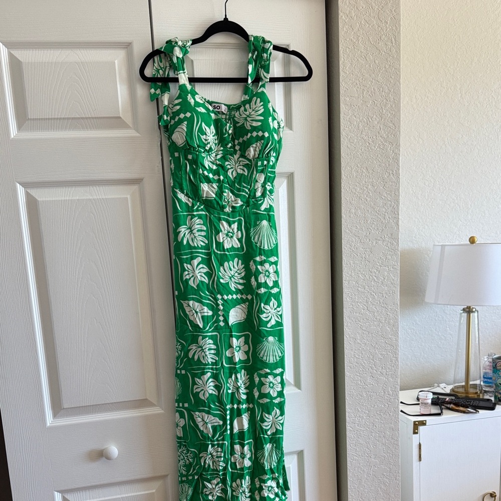 SO Green and White Floral Dress